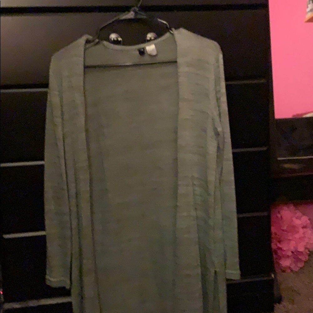 minty green cardigan